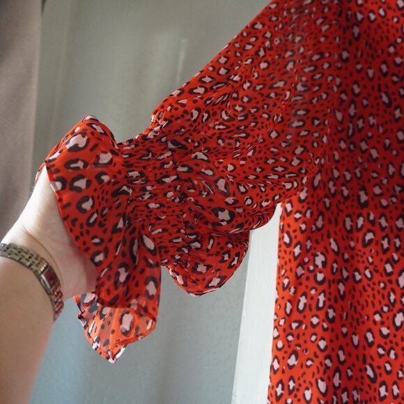 NWT Sanctuary Red Leopard Print Blouse - Picture 5 of 12